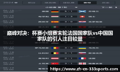 巅峰对决:杯赛小组赛末轮法国国家队vs中国国家队的引人注目较量